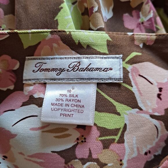 Tommy Bahama Brown Multicolored Silk Blend Floral Pleated Skirt - Size 10 - Picture 6 of 7